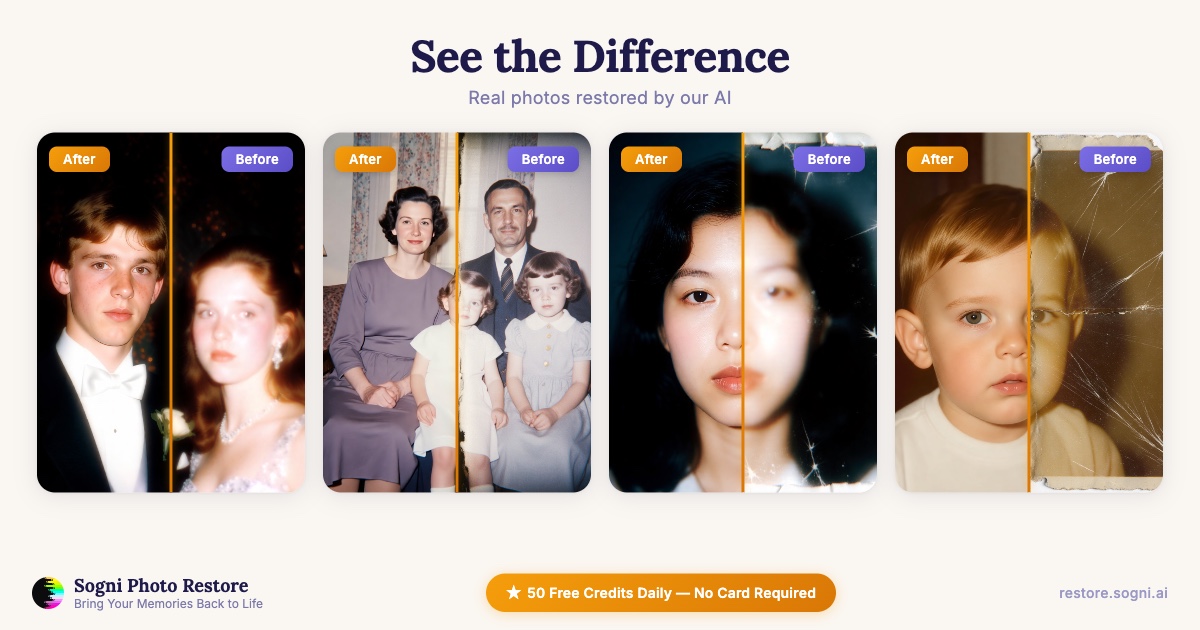 Sogni Restore — before and after examples
