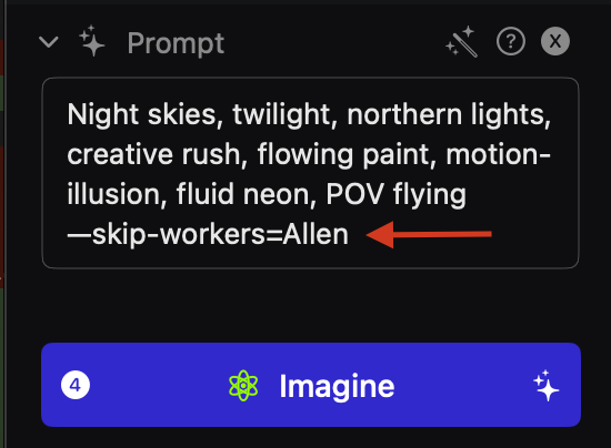 Using the skip-workers flag in a Sogni prompt